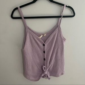Purple button down tank top with tie